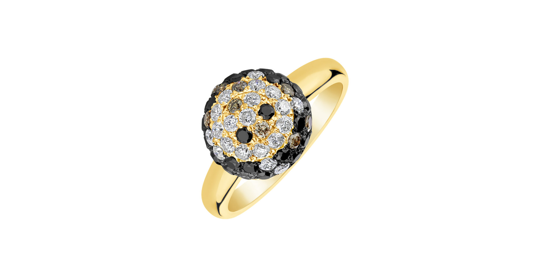 Ring with white, brown and black diamonds Peaceful Spirit