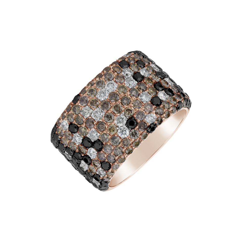 Ring with white, brown and black diamonds Betsy