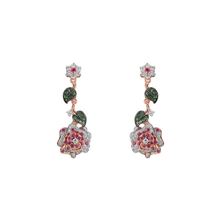 Diamond earrings, Ruby and Garnet Laguna