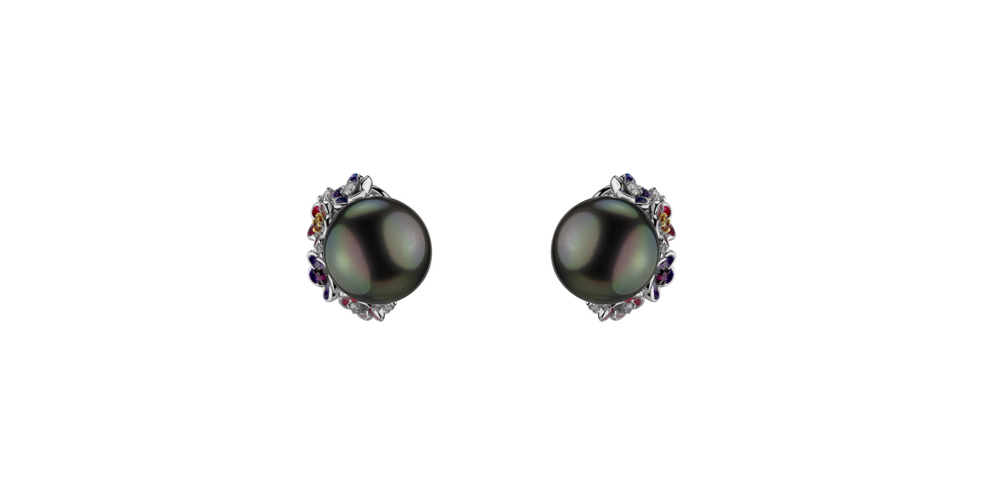 Diamond earrings with Pearl, Ruby and Sapphire Gremoria