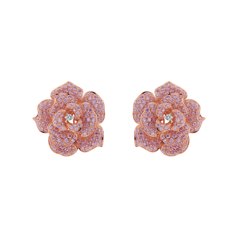 Earrings with pink diamonds Papaya Rose