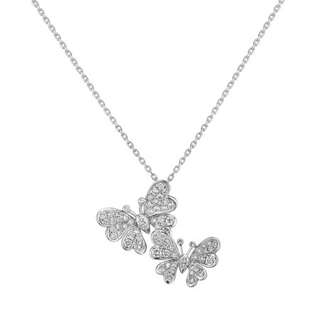 Diamond pendant Butterfly Twins