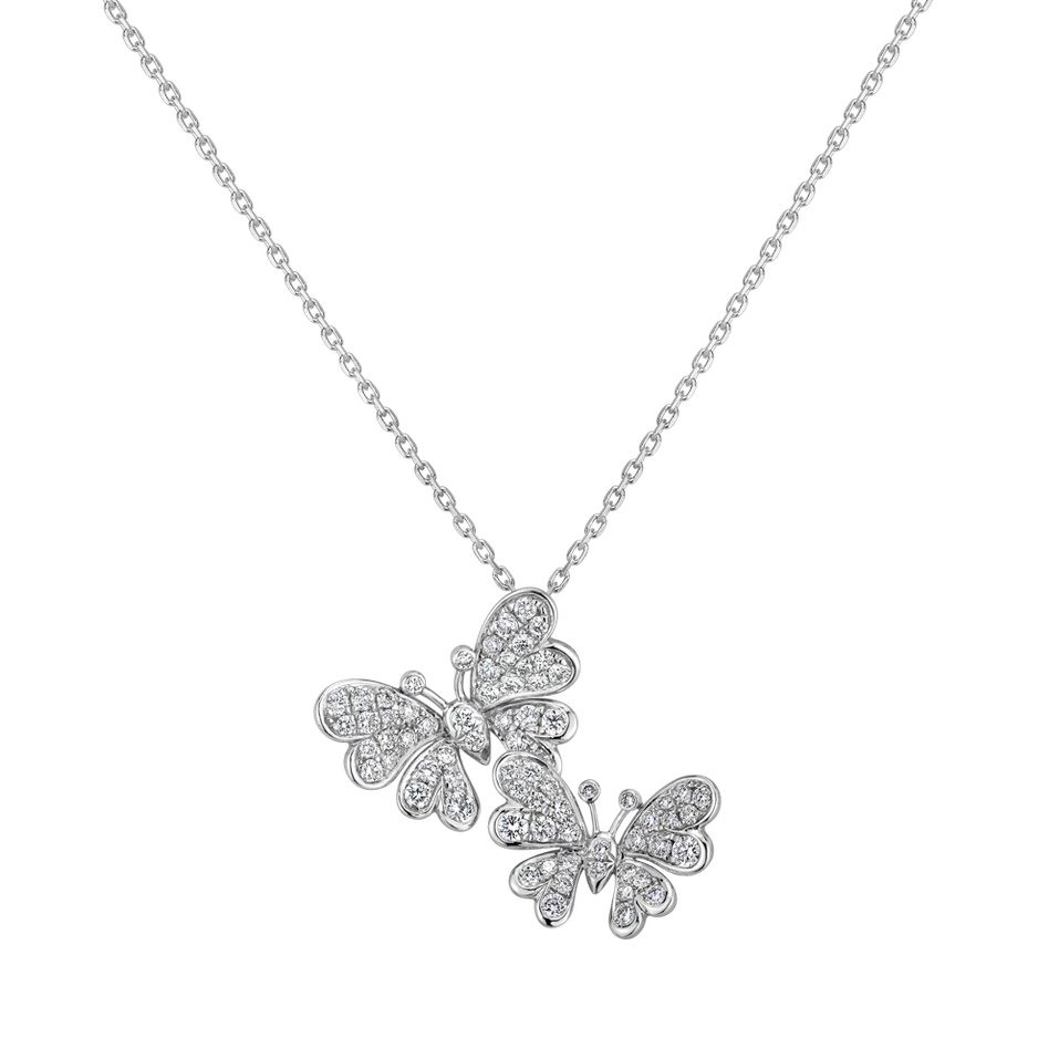 Diamond pendant Butterfly Twins