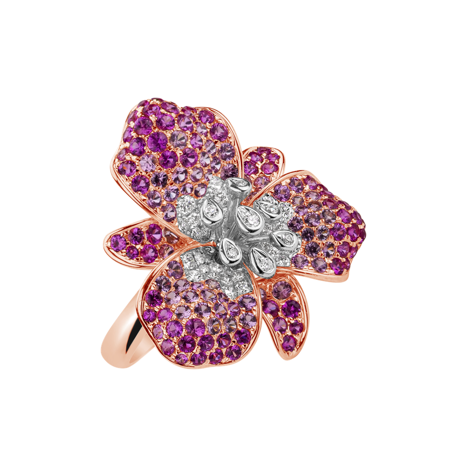 Diamond ring with Sapphire Imperial Fantasy