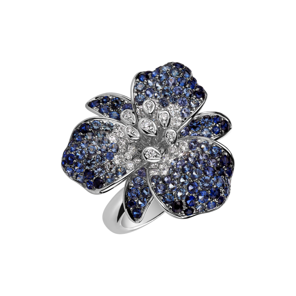 Diamond ring with Sapphire Imperial Fantasy