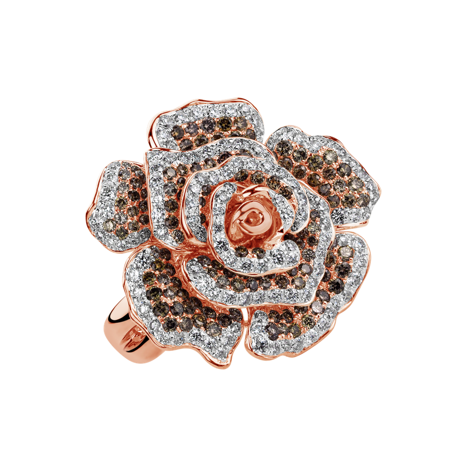 Ring with white and brown diamonds Frances