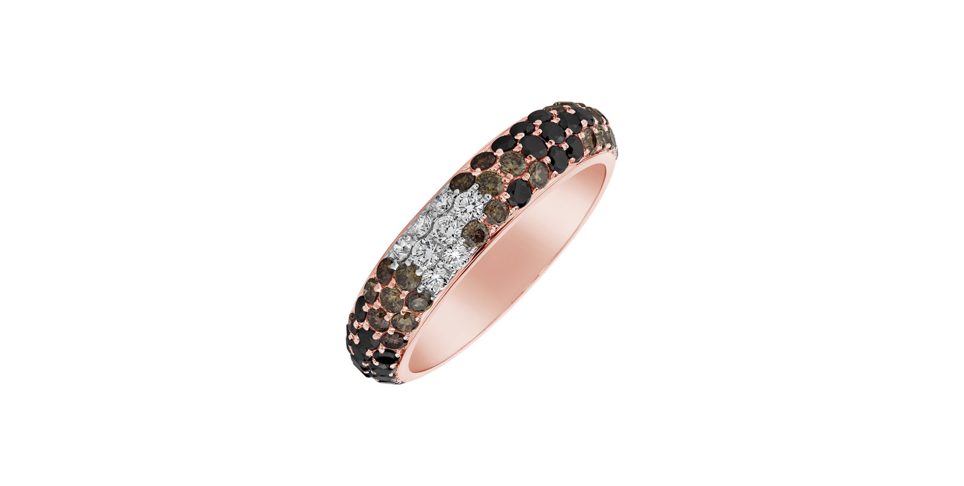 Ring with white, brown and black diamonds Magic Fall