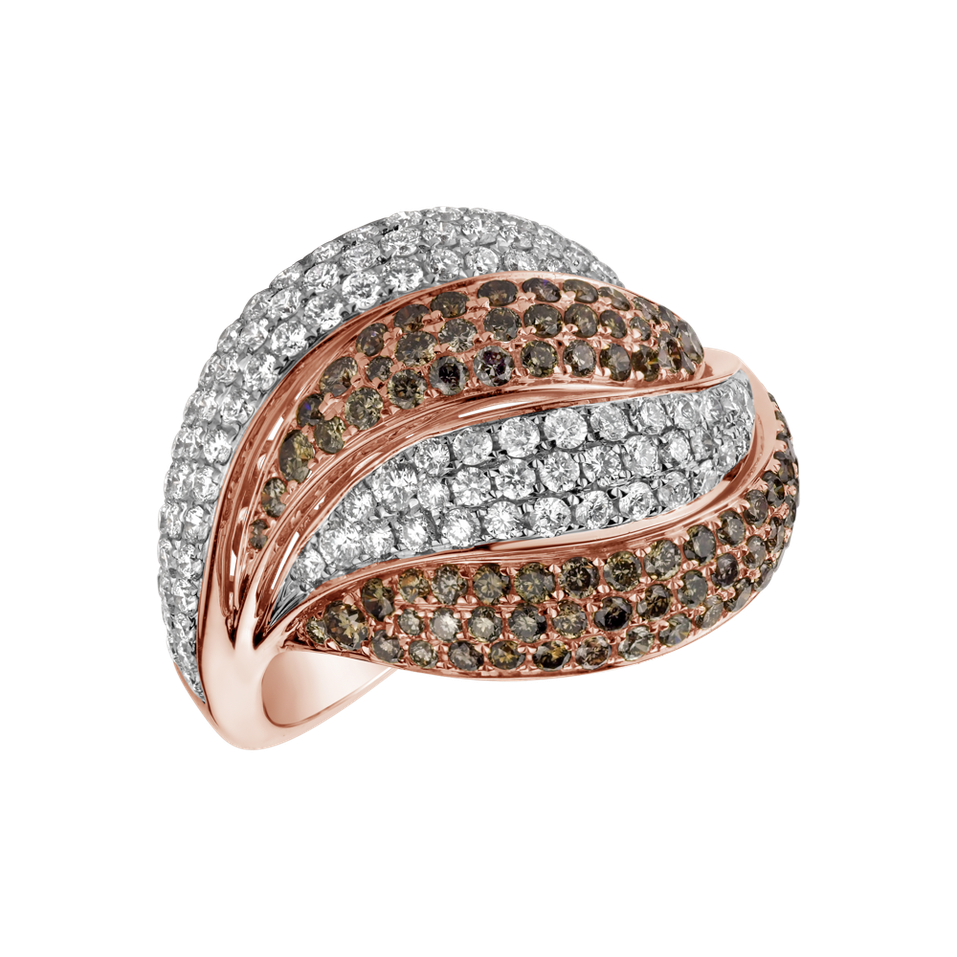 Ring with brown and white diamonds Candra