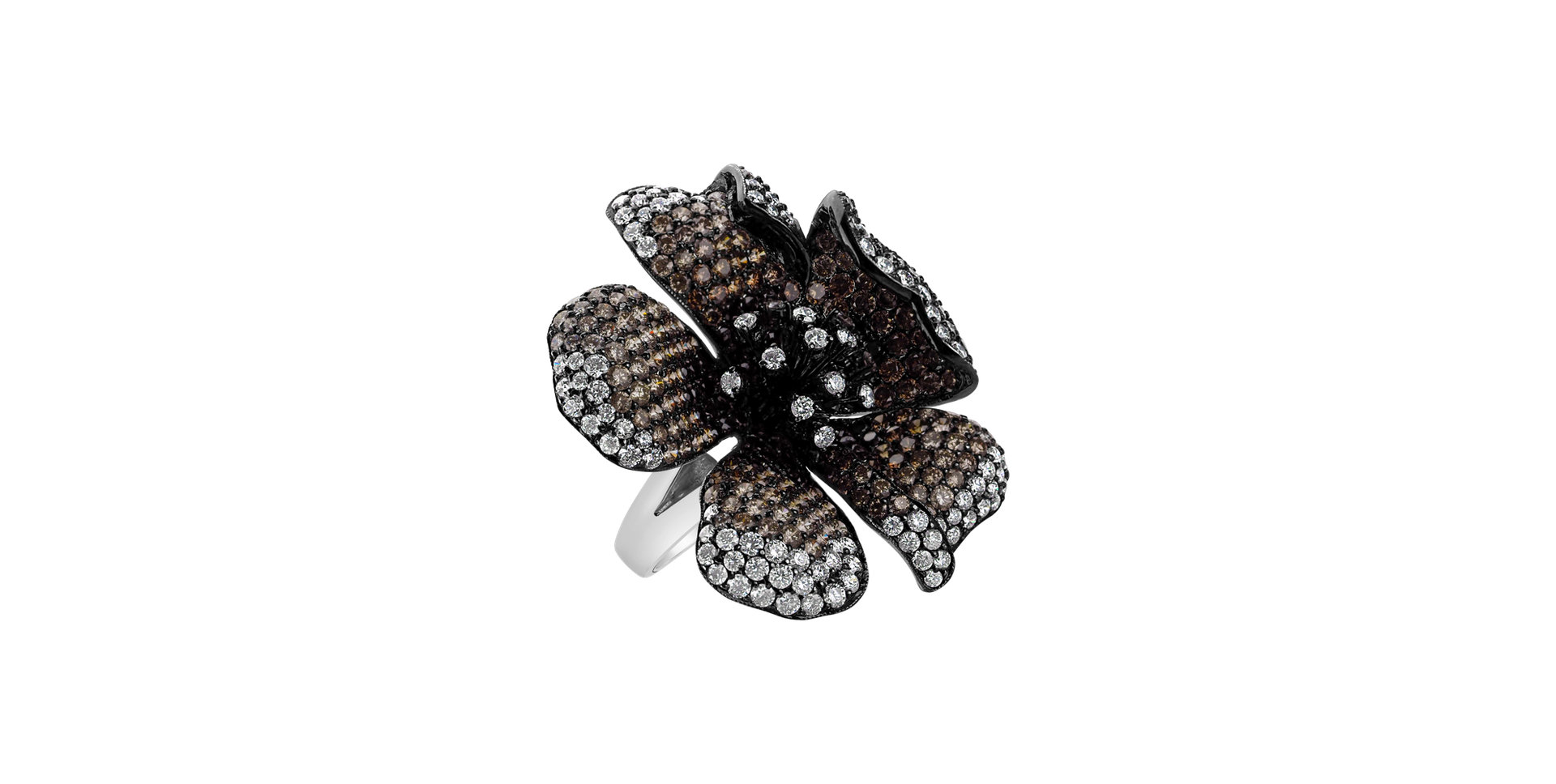 Ring with white, brown and black diamonds Anjanette