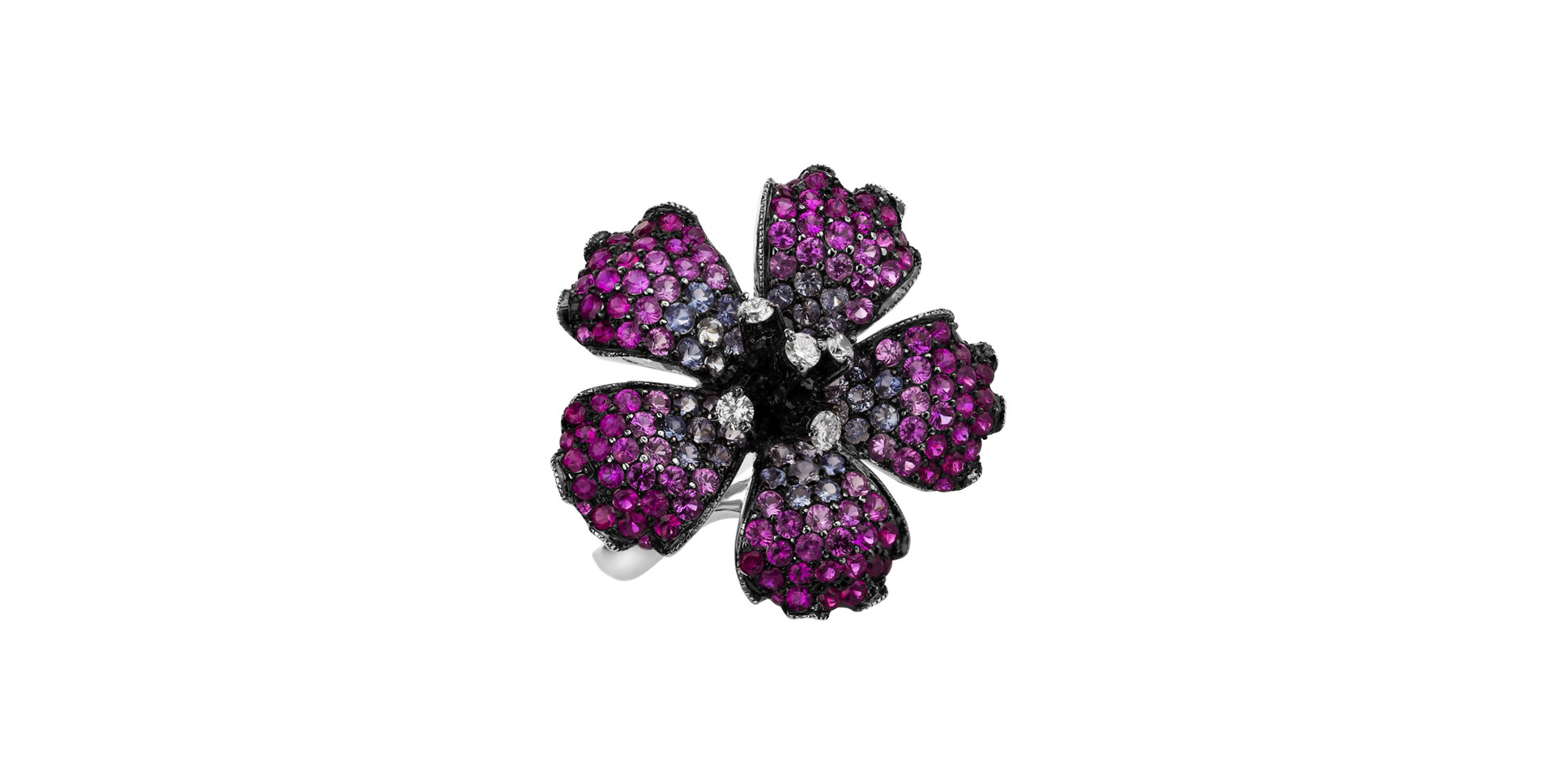 Diamond ring with Ruby and Sapphire Andree