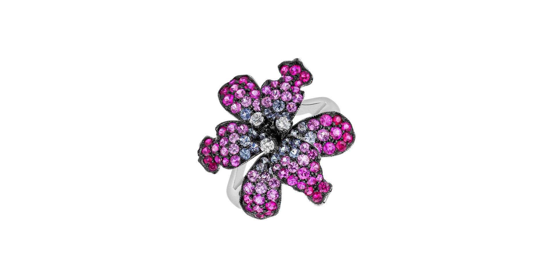 Diamond ring with Ruby and Sapphire Caryan