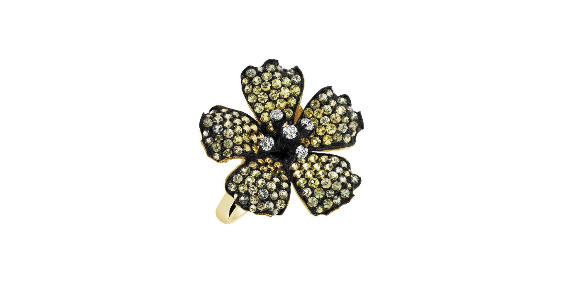 Diamond ring with Sapphire Night Bloom