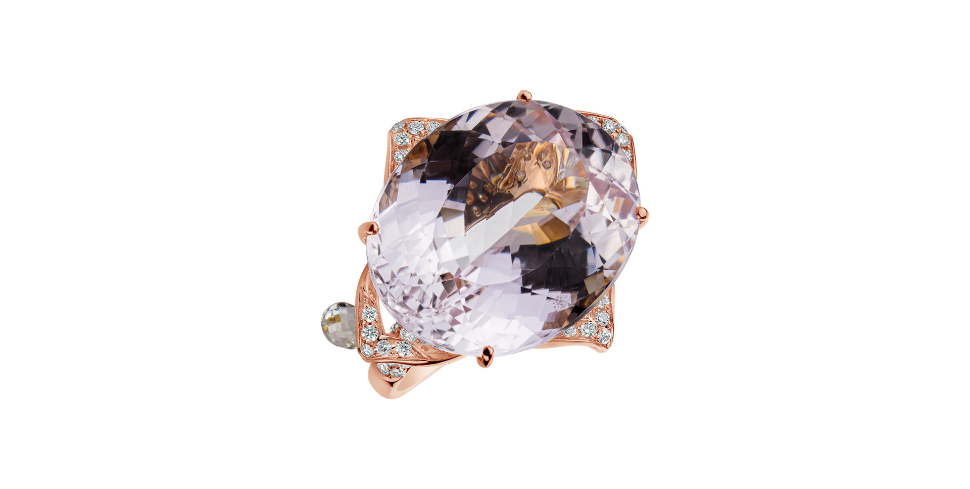 Diamond ring with Kunzite and Topaz Dulcinea