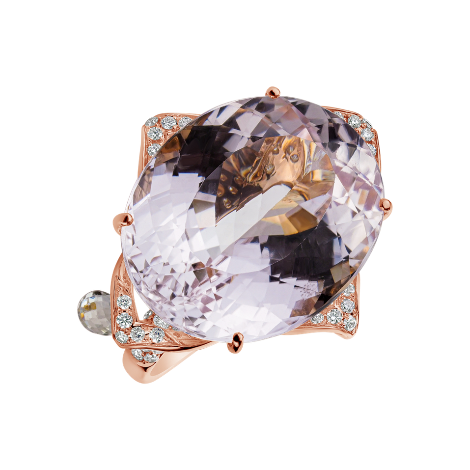 Diamond ring with Kunzite and Topaz Dulcinea