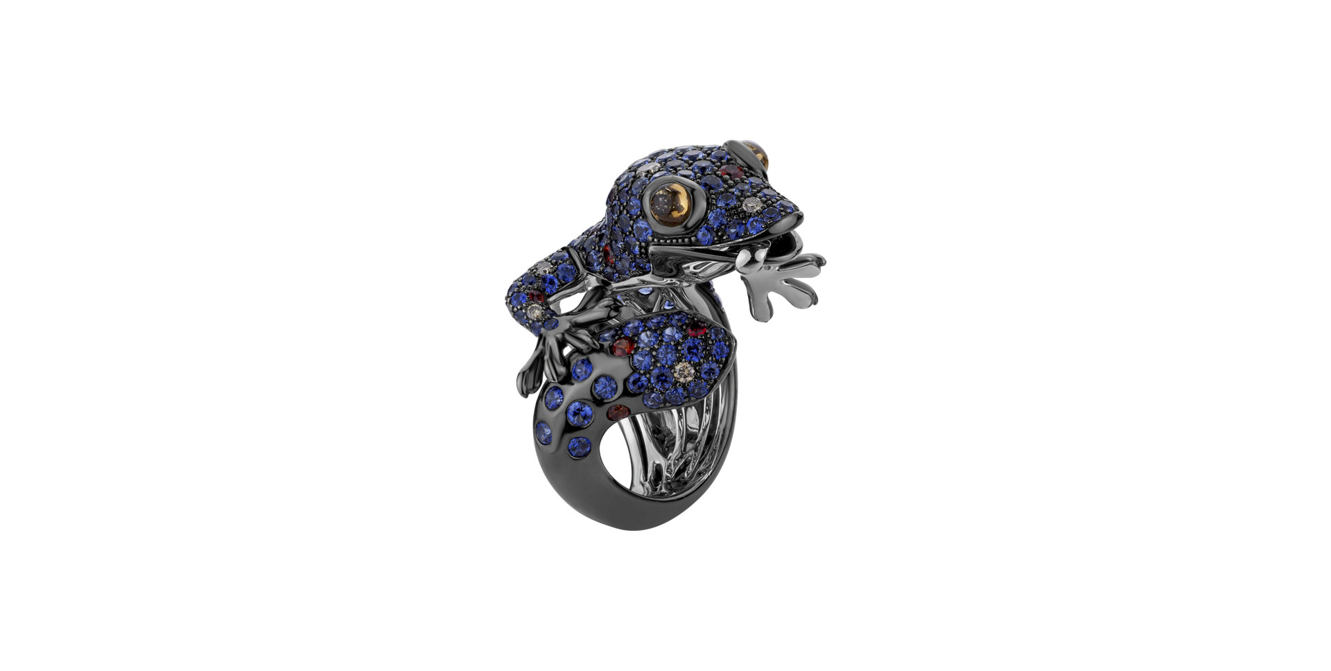Ring with brown diamonds and Sapphire Miracle Gecko