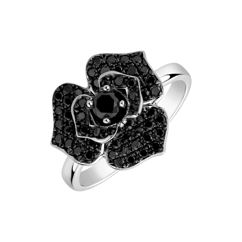 Ring with black diamonds Moonlight Orchid