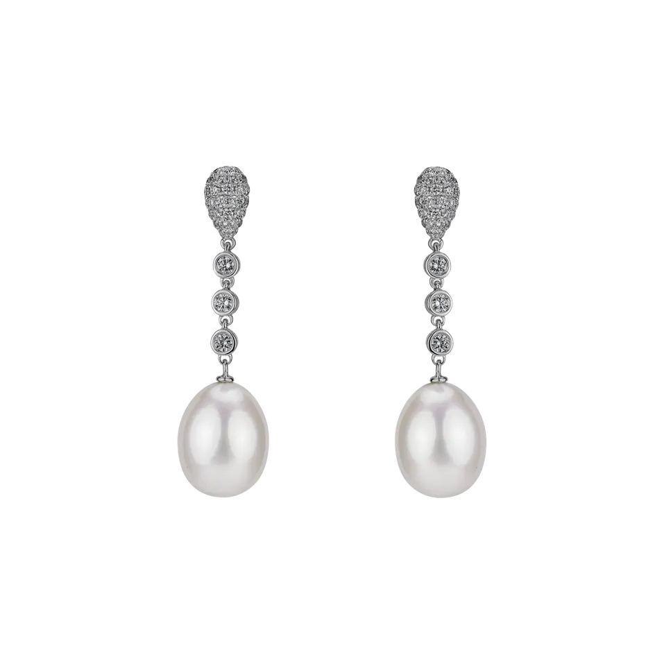 Diamond earrings with Pearl Pearly Elegance