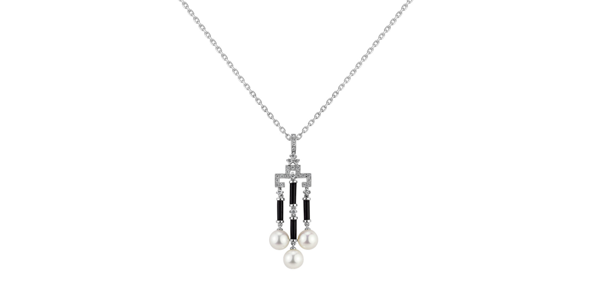 Diamond pendant with Onyx and Pearl Thalassa