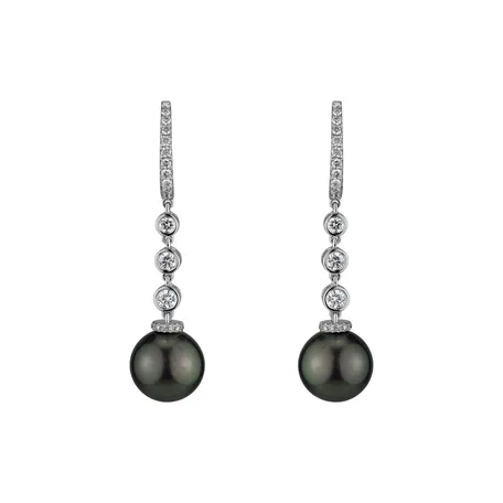 Diamond earrings with Pearl Azazia