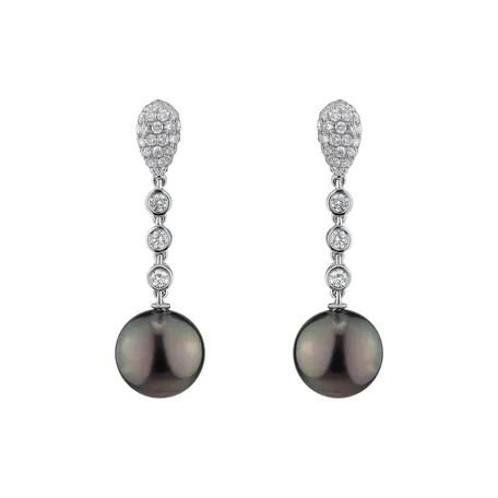 Diamond earrings with Pearl Tanha