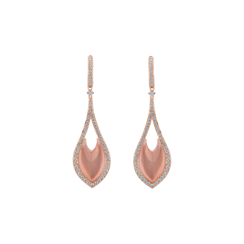 Diamond earrings with Rose Quartz Miss Poetic