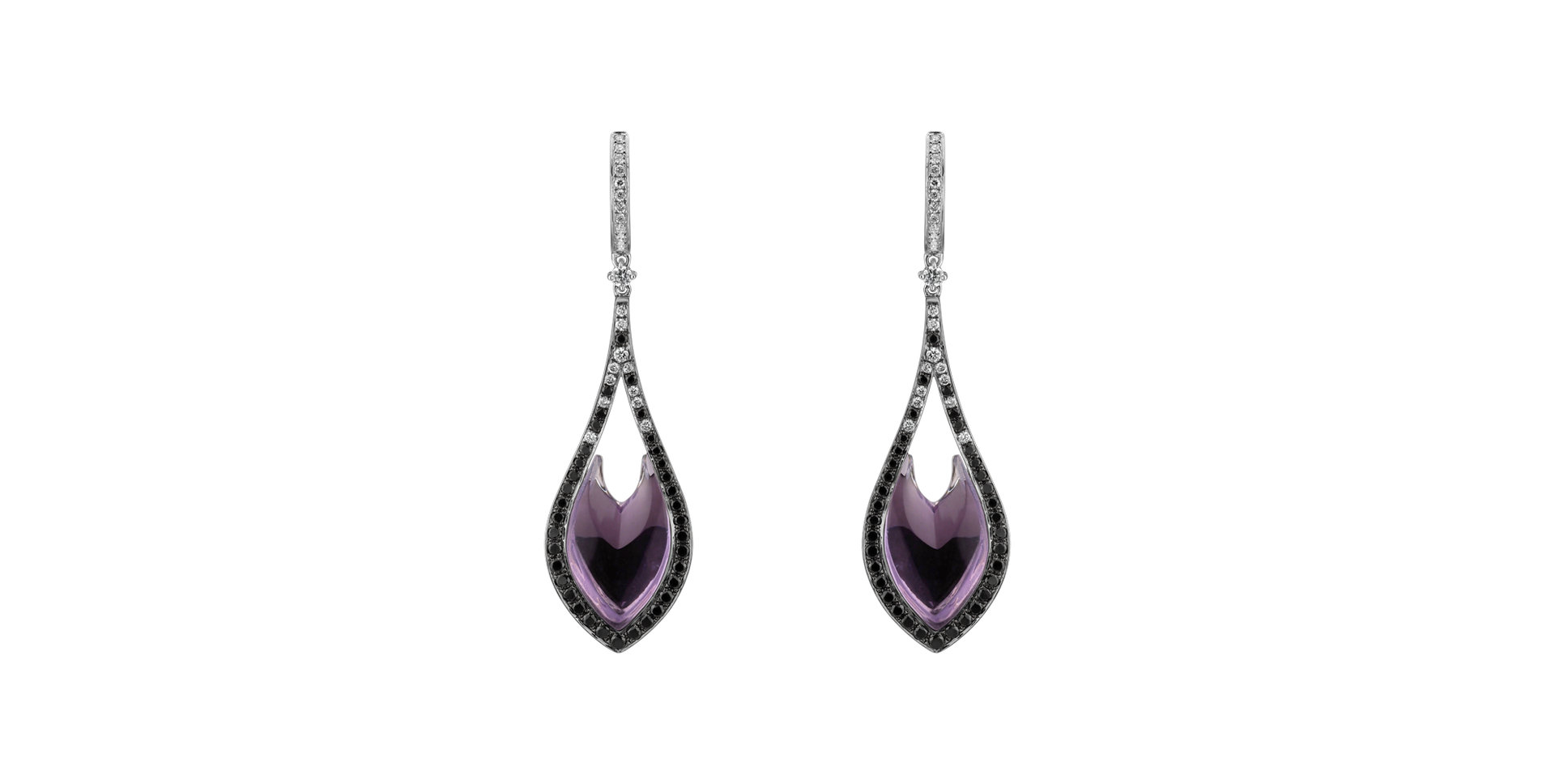 Earrings with Amethyst, black and white diamonds Miss Poetic