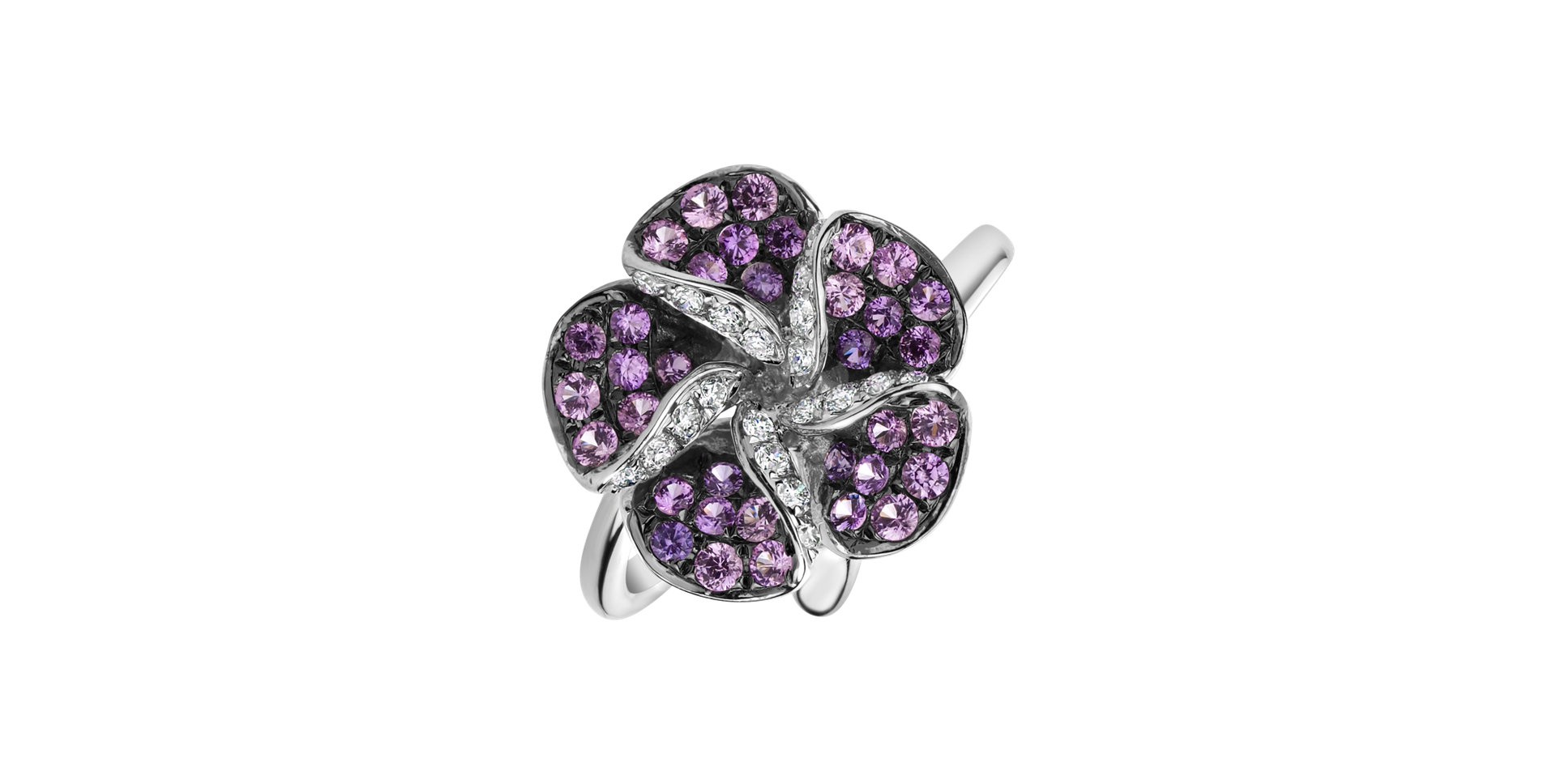 Diamond ring with Sapphire Poetic Orchid