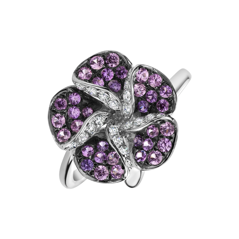 Diamond ring with Sapphire Poetic Orchid