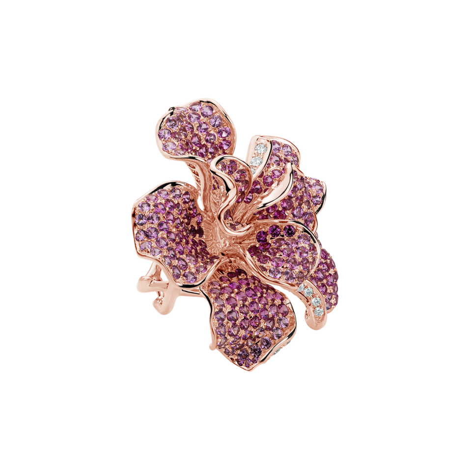 Diamond ring with Sapphire Violet Flower