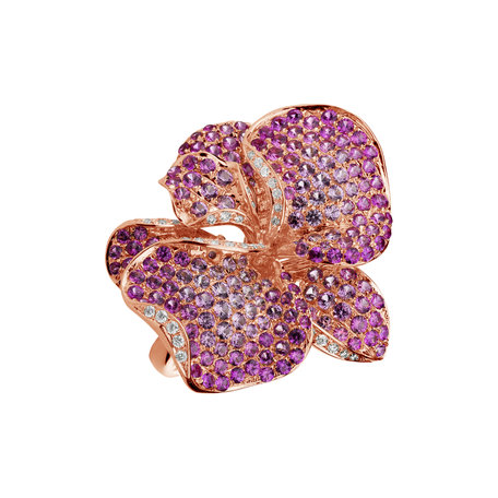 Diamond ring with Sapphire Star Orchid