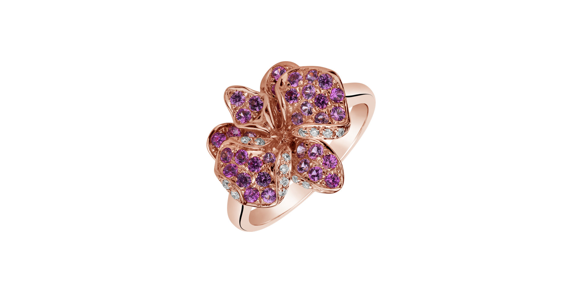 Diamond ring with Sapphire Noble Orchid