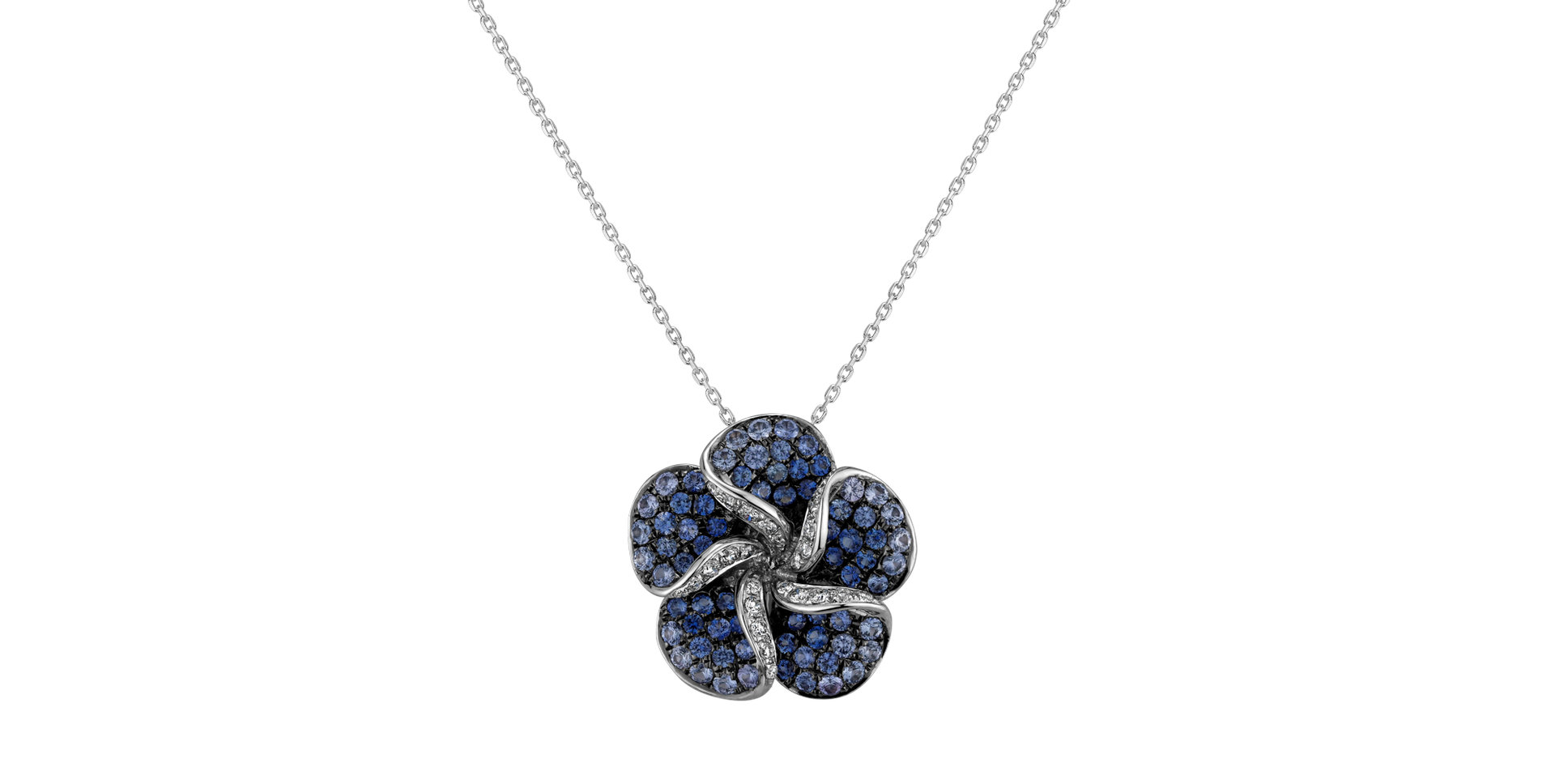 Diamond pendant with Sapphire Bellflower