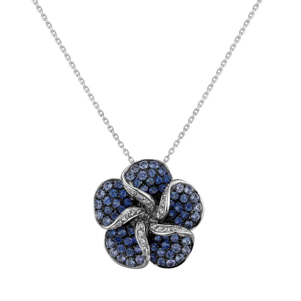 Diamond pendant with Sapphire Bellflower