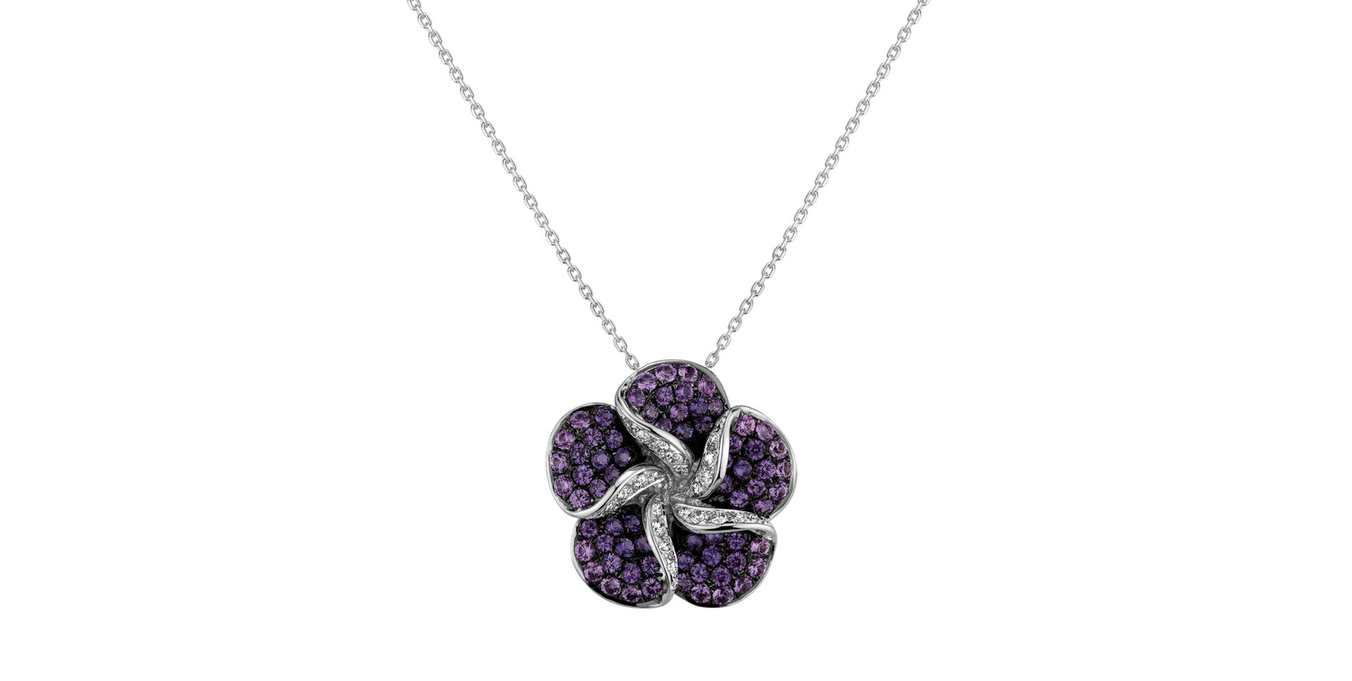 Diamond pendant with Sapphire Bellflower