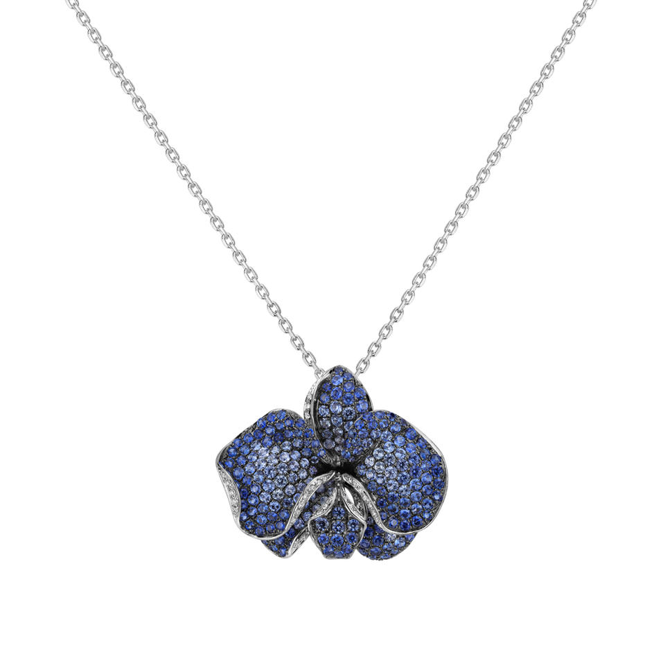 Diamond pendant with Sapphire Sunshine Orchid