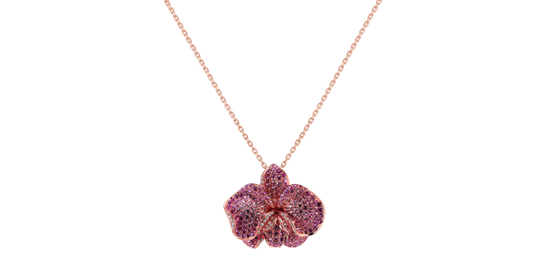 Diamond pendant with Sapphire Sunshine Orchid