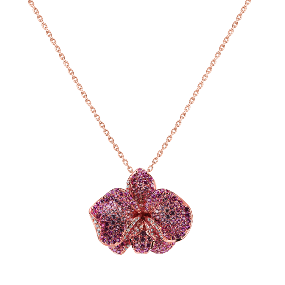 Diamond pendant with Sapphire Sunshine Orchid