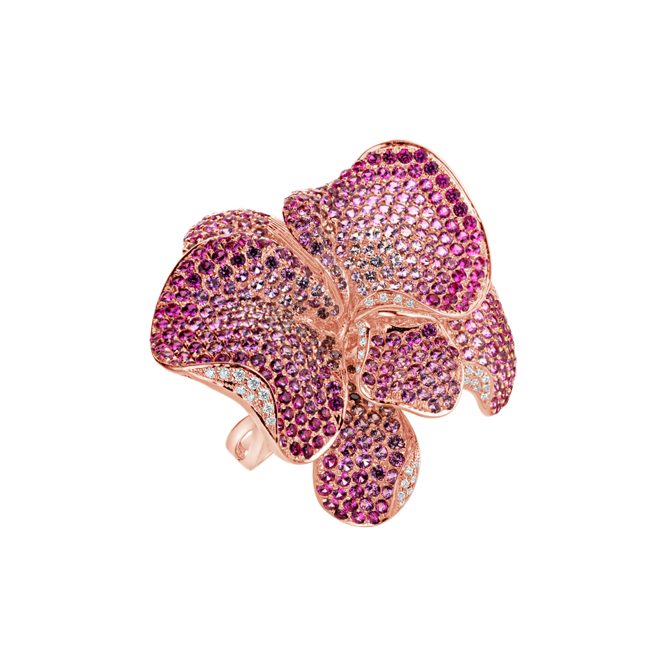 Diamond ring with Sapphire Violet Orchid