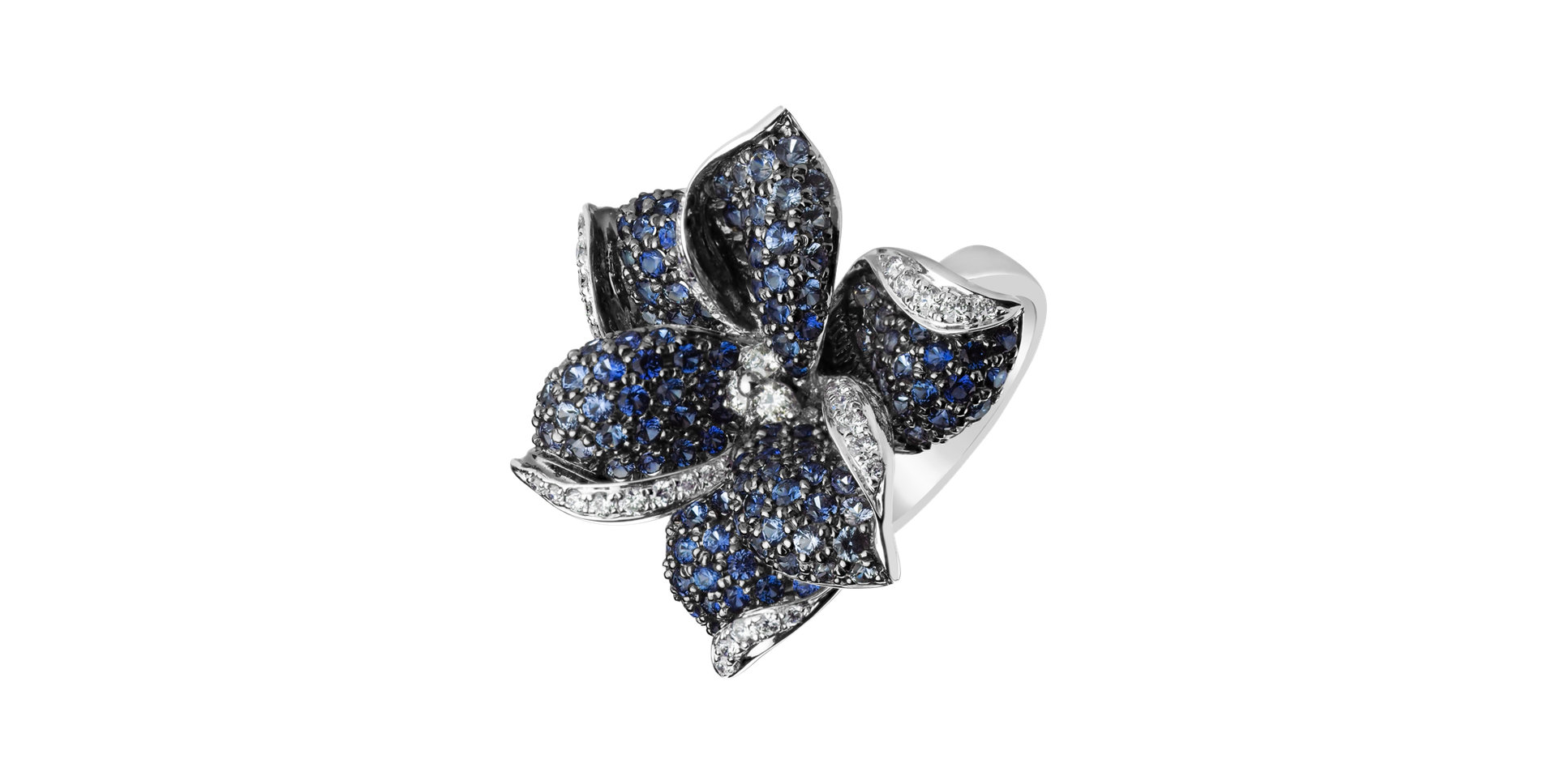 Diamond ring with Sapphire Poetic Jasmine