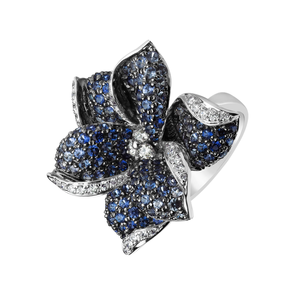 Diamond ring with Sapphire Poetic Jasmine