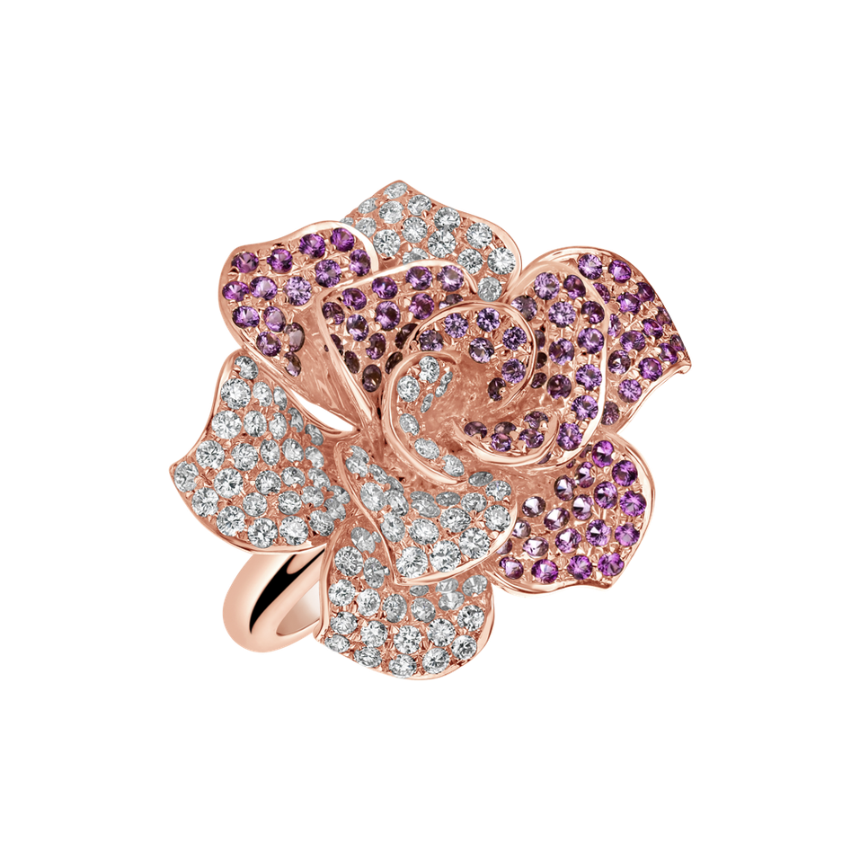 Diamond ring with Sapphire Heavenly Magnolia