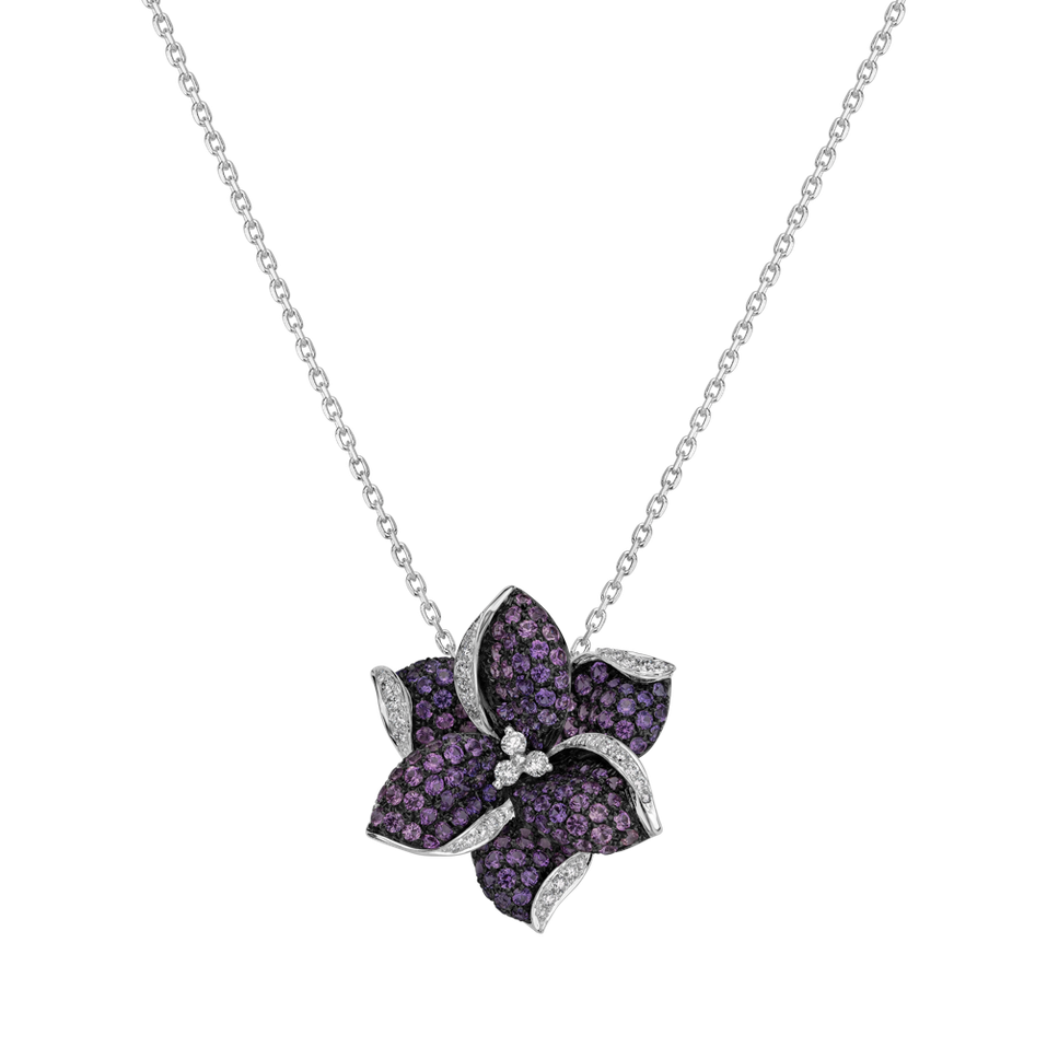 Diamond pendant with Sapphire Blooming Glory