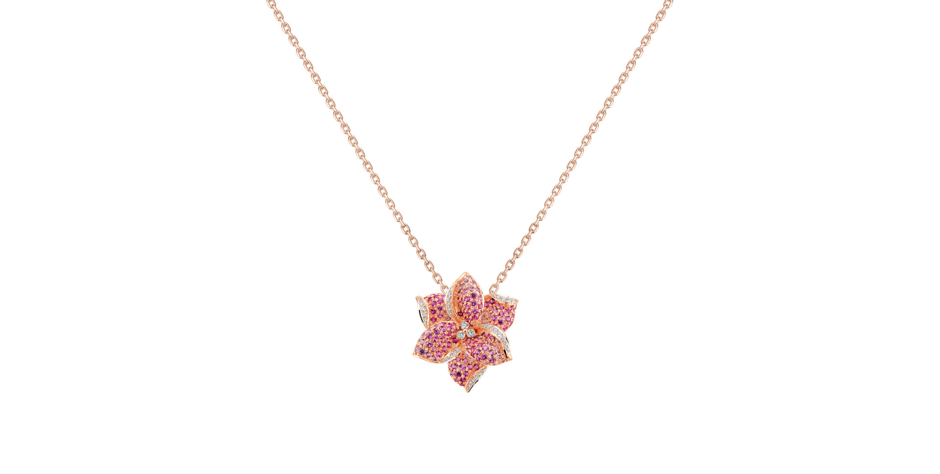 Diamond pendant with Sapphire Blooming Glory