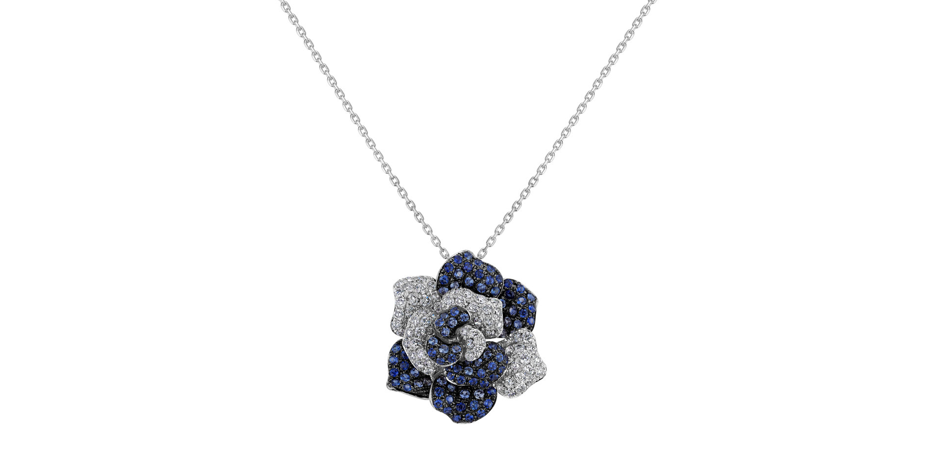 Diamond pendant with Sapphire Poetic Magnolia