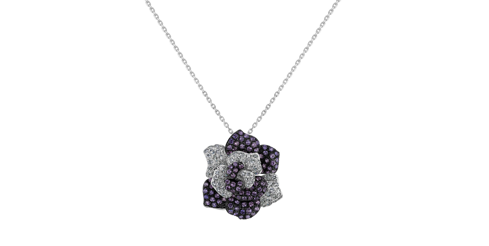 Diamond pendant with Sapphire Poetic Magnolia