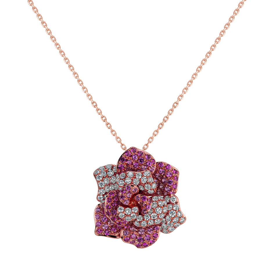 Diamond pendant with Sapphire Poetic Magnolia