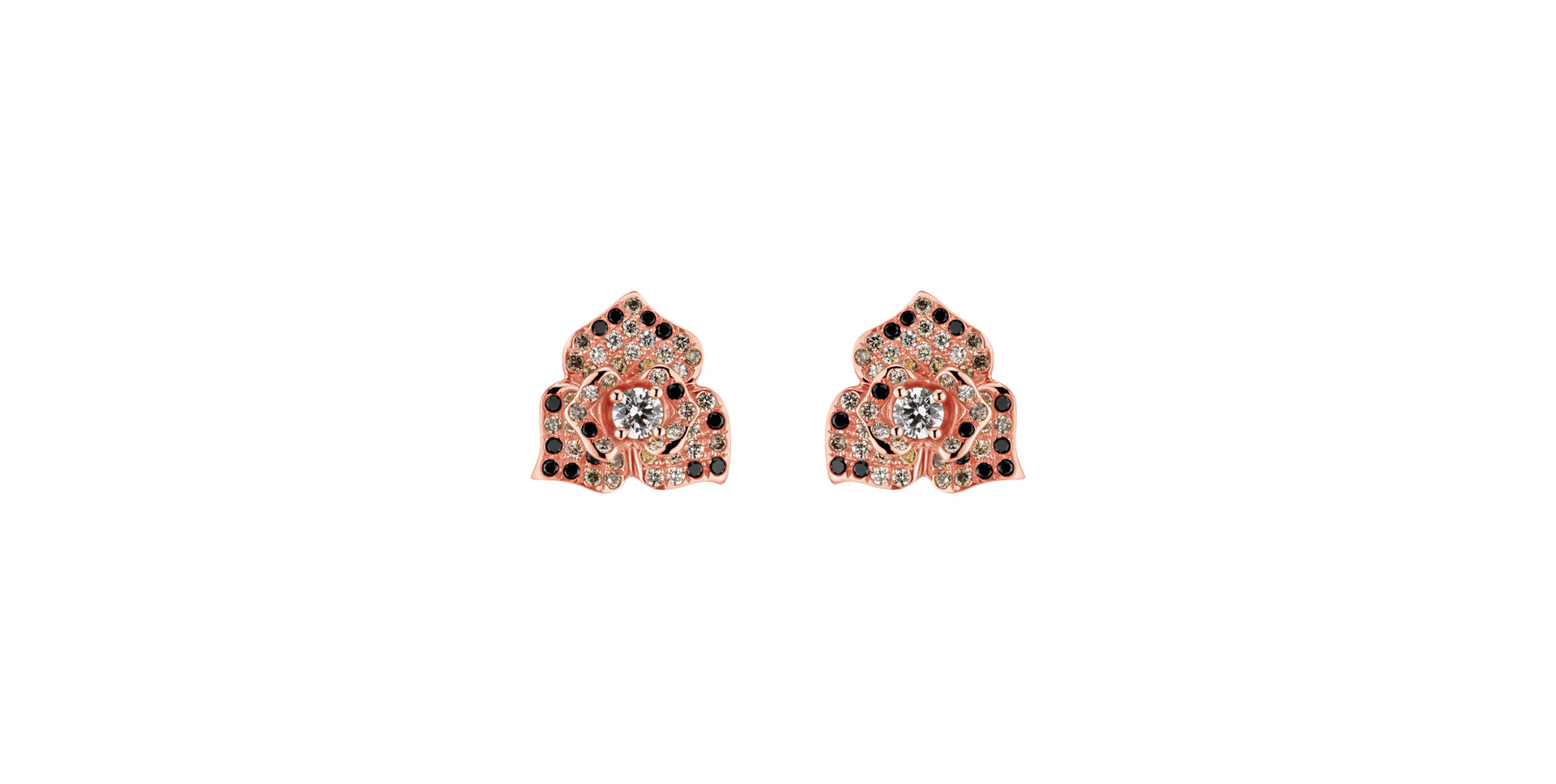 Earrings with white, brown and black diamonds Midnight Orchid