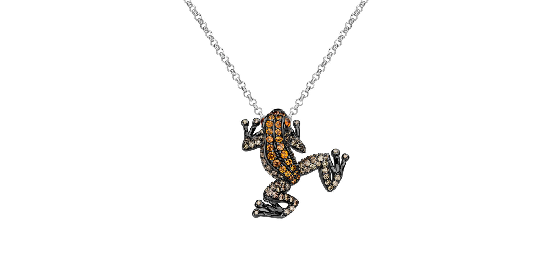 Pendant with brown diamonds and Sapphire Gold Frog