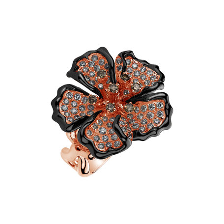 Ring with white and brown diamonds Oxalis