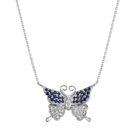 Diamond necklace with Sapphire Monogram Butterfly